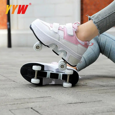 Children Wheels Shoes Roller Sneakers With 4 Wheels