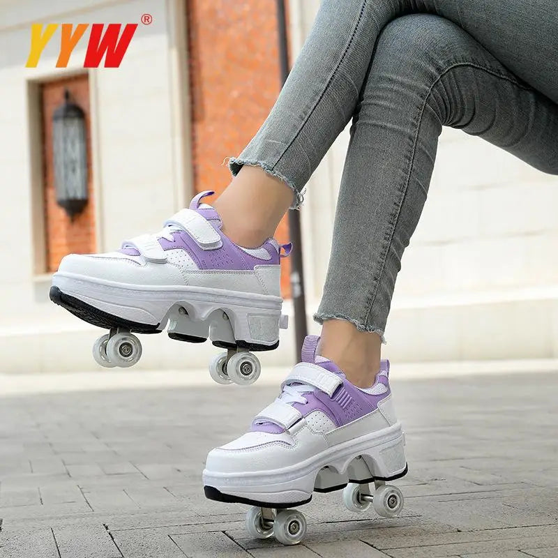 Children Wheels Shoes Roller Sneakers With 4 Wheels